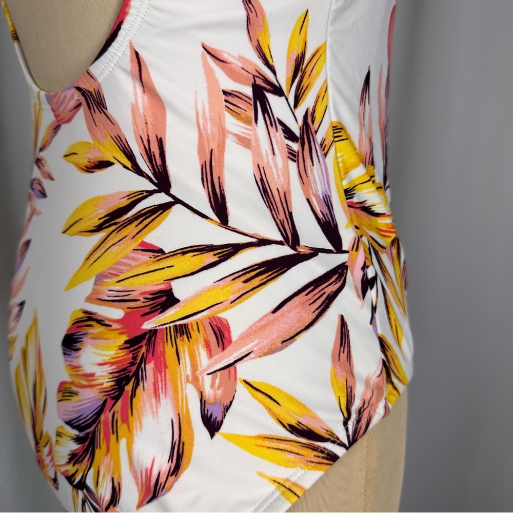Kona Sol One Piece Swimsuit Womens Size Medium White Floral Swimsuit Adjustable - Picture 6 of 15